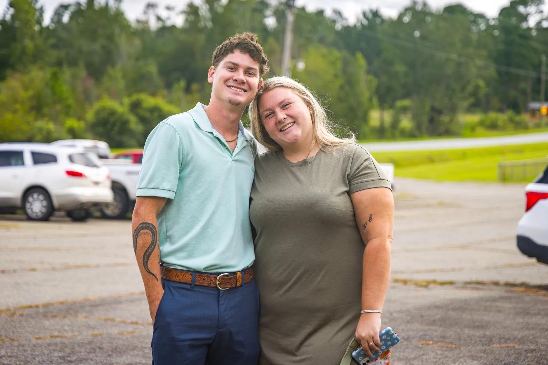 A young couple outside Cedar Crossing Church
