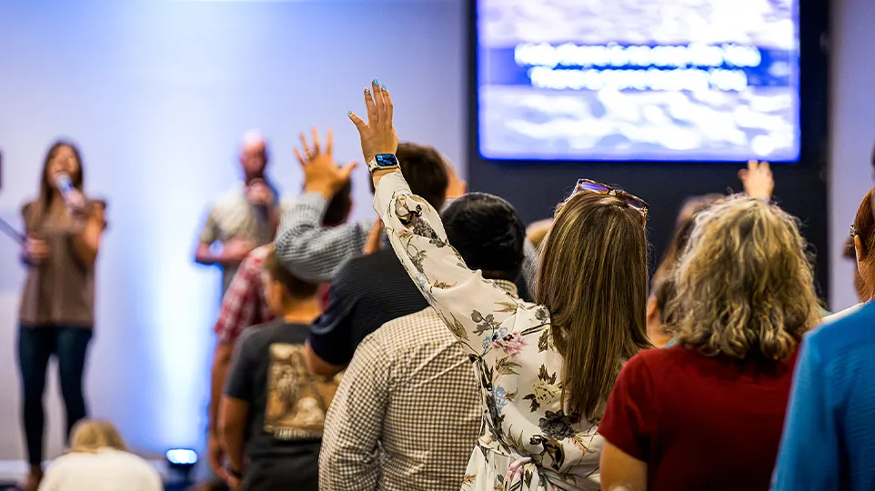 Worship team leading a Sunday service
